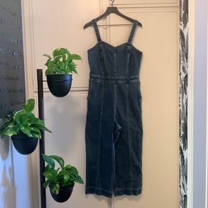 Madewell Denim Seamed Wide-Leg Jumpsuit in Saville Wash